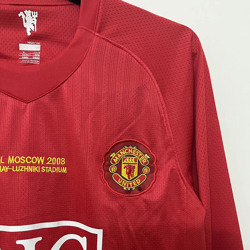 2007/2008 Manchester united home Red long sleeve Retro Football jersey