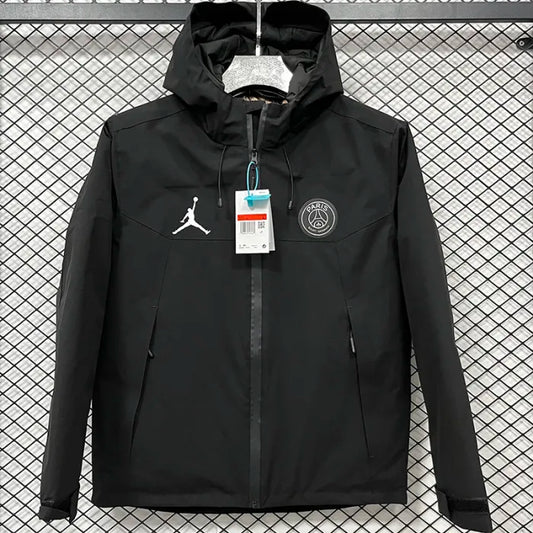 2024/2025 PSG Black Thickened Assault Hooded Windbreaker